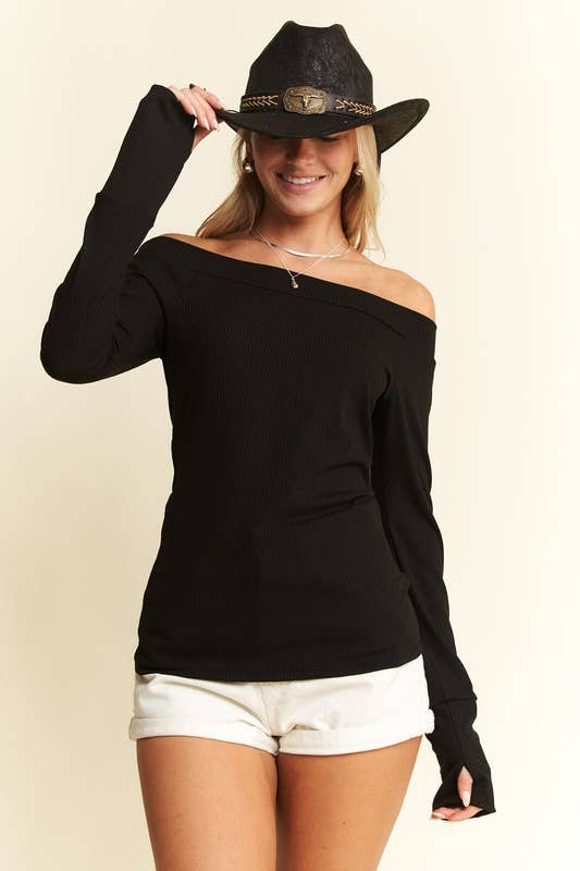 JADE BY JANE - Wholesale Knit Top - Women's - Solid Ribbed Off Shoulder Top2