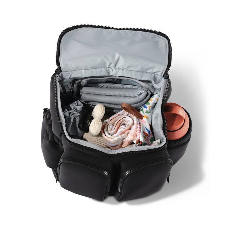 OiOi - Wholesale Diaper Bag - Baby - Signature Nappy Backpack - Black Neoprene