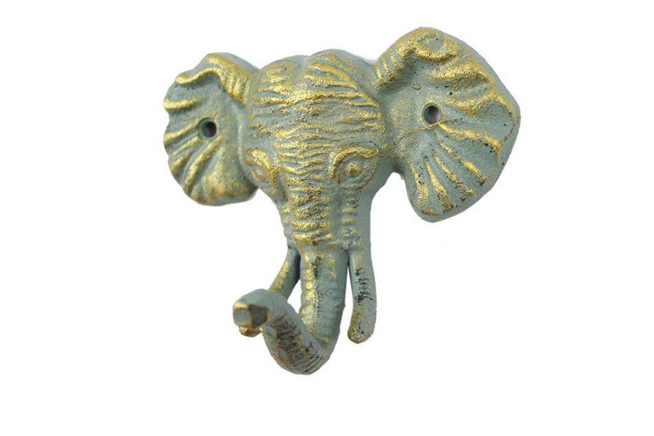Hampton Ironworks - Wholesale Wall Hook - Antique Seaworn Bronze Cast Iron Elephant Hook 5"1