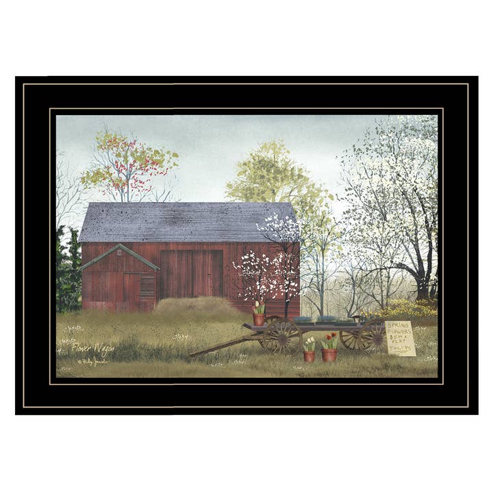 "Flower Wagon" by Billy Jacobs Black Framed Wall Art for wholesale by Trendy Decor 4U