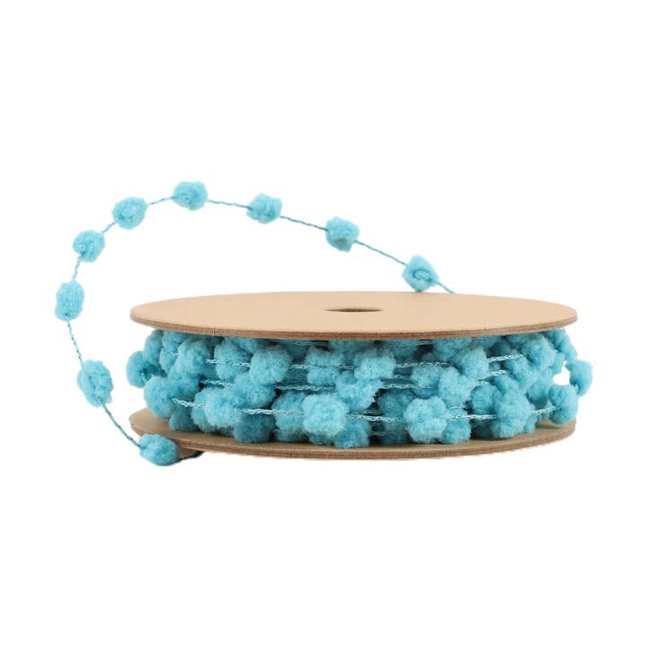 8mm Wired Pom Pom | Blue | 25 Yard Roll
for wholesale by LA Ribbons Wholesale