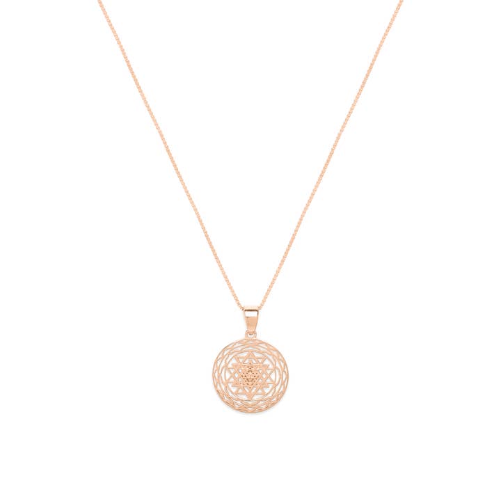 Collar Sri Yantra Supreme Manifestor en oro rosa para venta al por mayor de Seven Saints