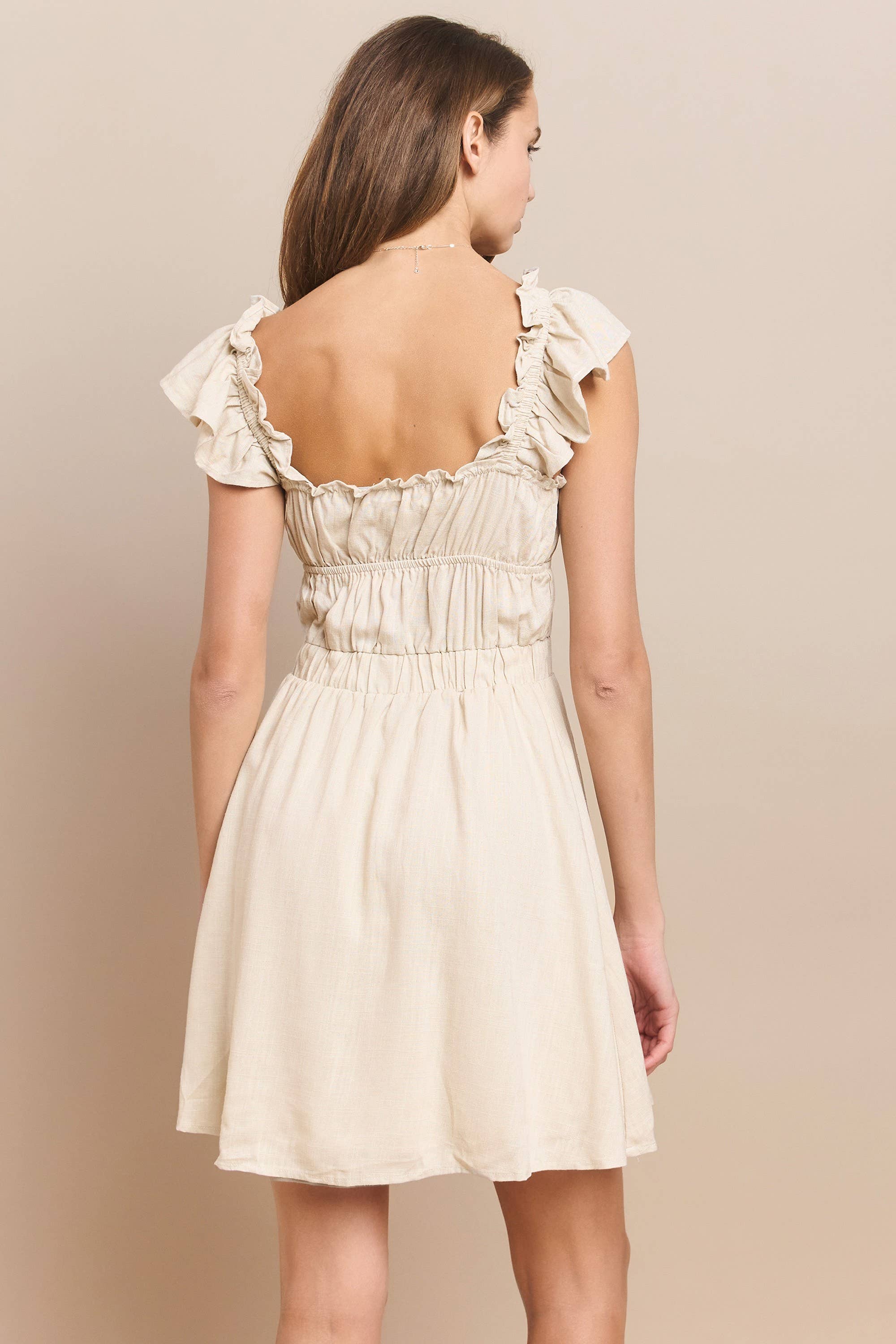 WISTERIA LANE – wholesale Klänning - Dam – PLISSE MINIKLÄNNING W3116D NATURLIG5