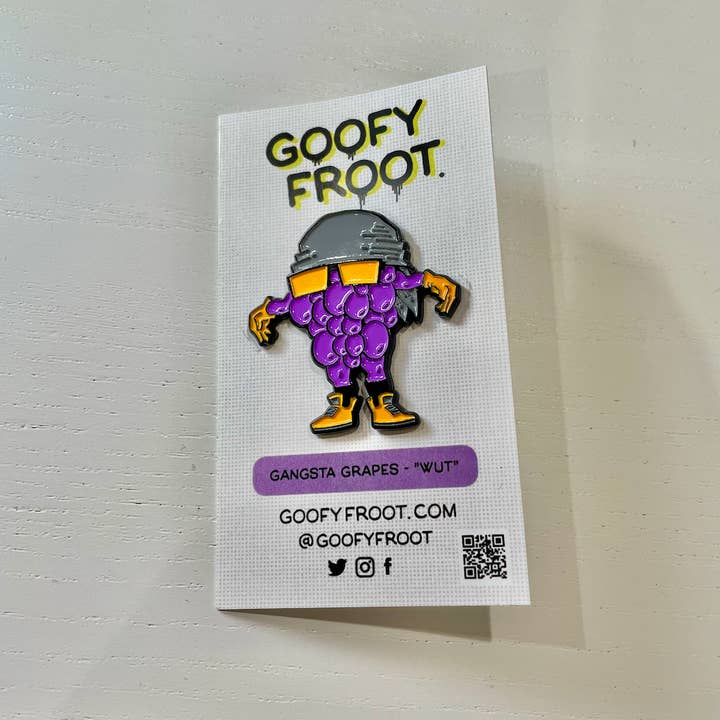 Wut Grape Enamel Pin for wholesale by Goofy Froot