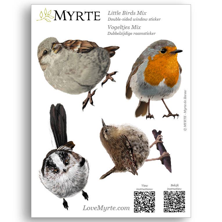 MYRTE - Wholesale Wall Decal/Stickers - Little Birds Mix Double-sided Window Sticker6