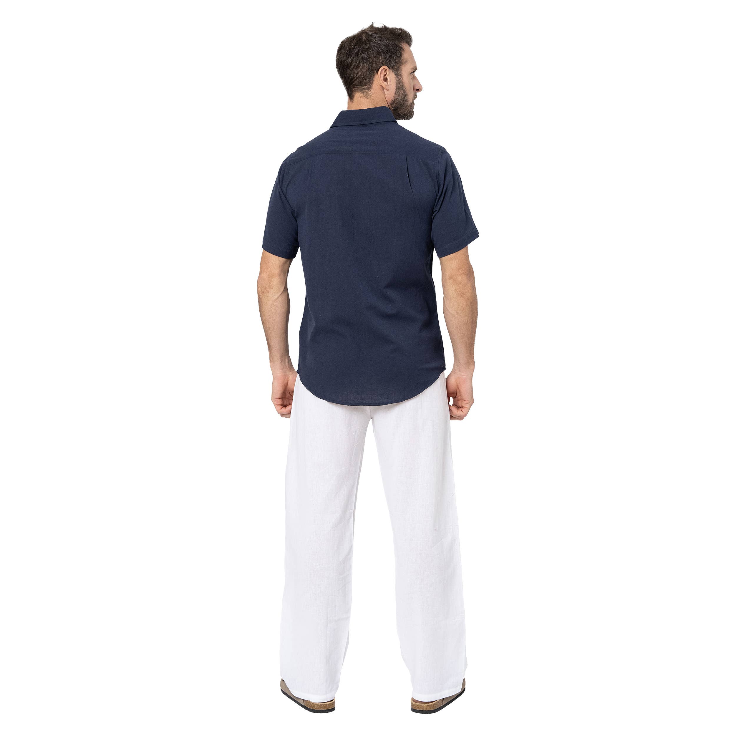 La Mano Boho - Wholesale Button Down Shirt - Men's - MEN'S SUMMER LINEN SHIRT SHORT SLEEVE HCL0100E2