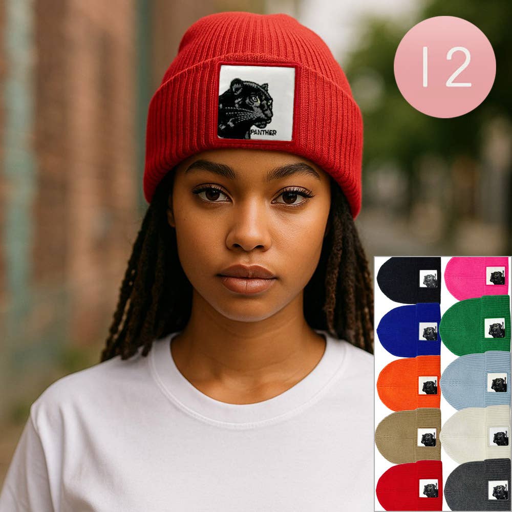 Sensibling Corp. - Wholesale Beanie - Women's - 12PCS - Panther Patch Winter Beanie Hats0