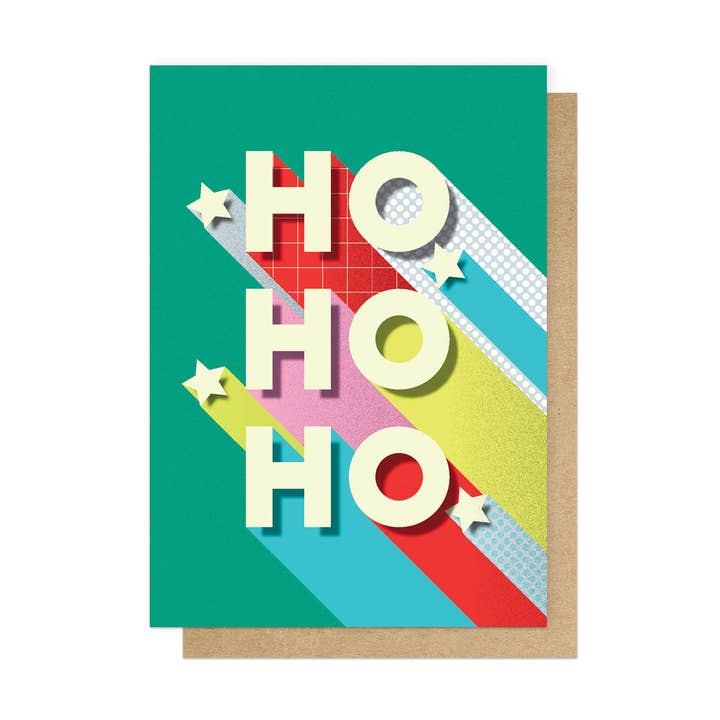 Ho Ho Ho Christmas Greetings Card for wholesale by East End Prints - Greetings Cards & Postcards