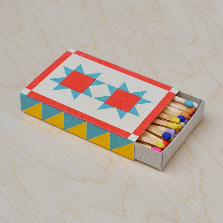 "Quilt" Risograph Printed Matchbox for wholesale by Sunroom