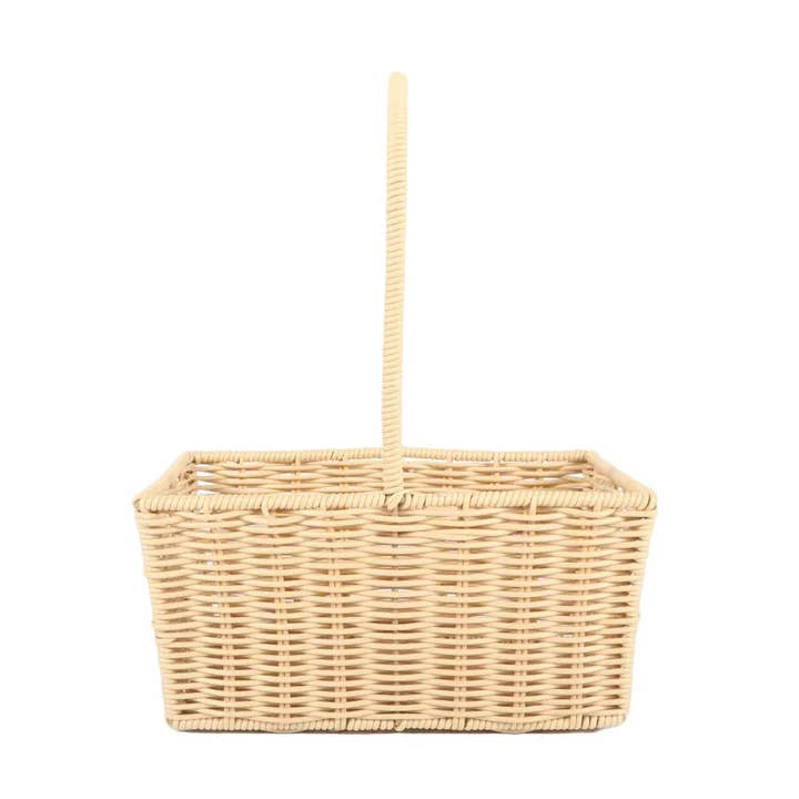 Rectangular Plastic Woven Basket with Handle for wholesale by Elegant Design Supply