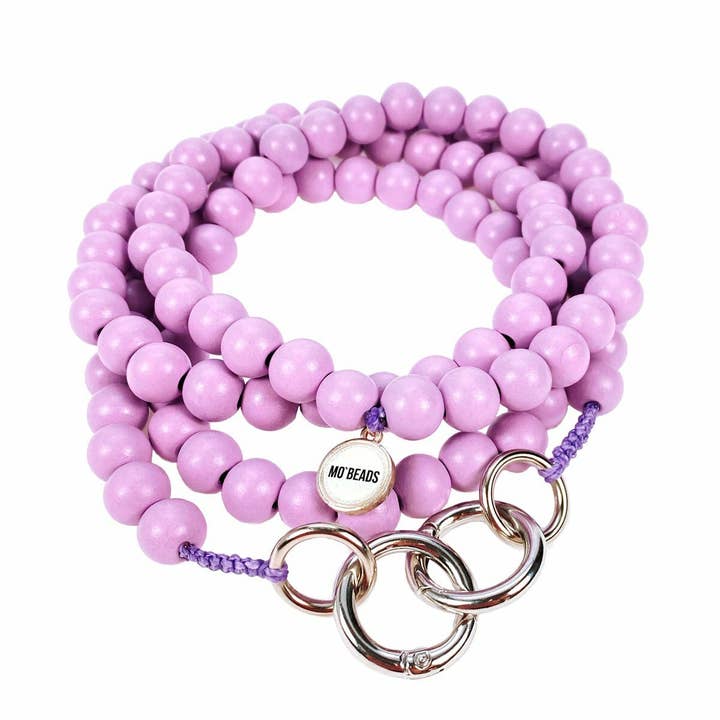 Lila pastelkleurige houten halsketting voor mobiele telefoons met kralen voor wholesale door Escapulario