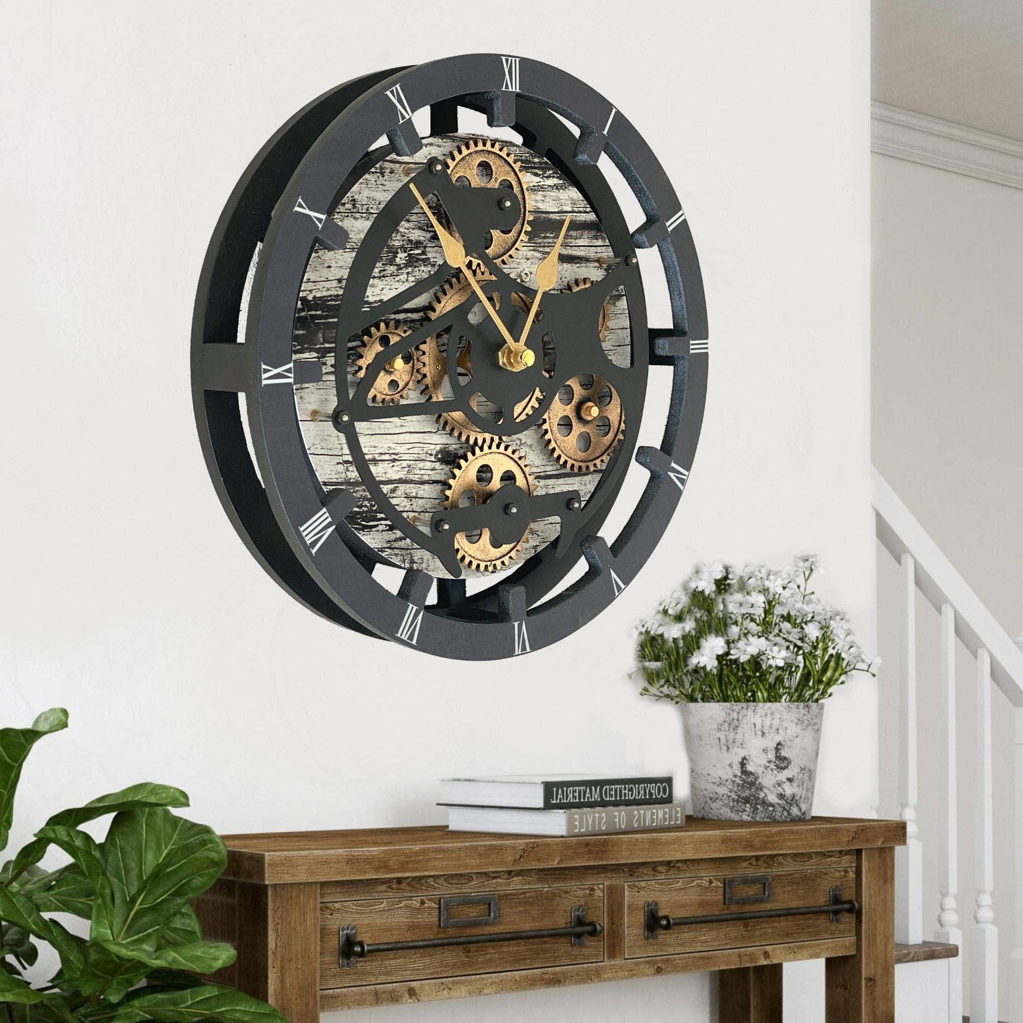 The Gears Clock - Wholesale Wall Clock - CANADA LINE WALL-DESK CLOCK 16 INCH GREY&WHITE1