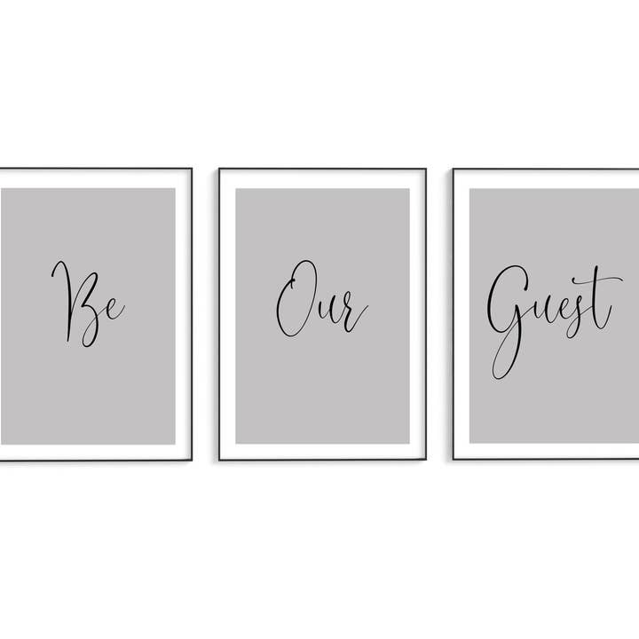 Sei unser Gast Set aus 3 Drucken - Graue Drucke für den Großhandel von D'LUXE PRINTS