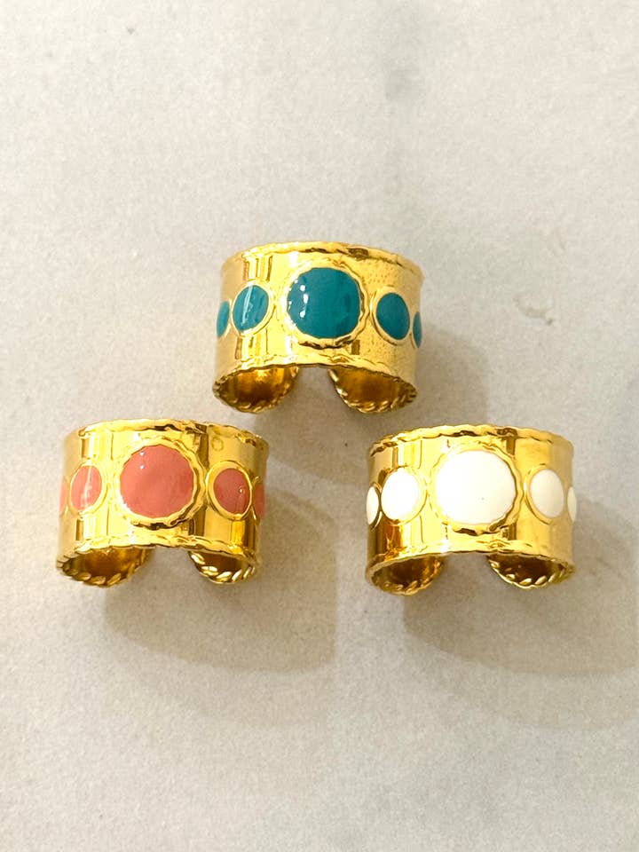 Mena Stainless Steel Adjustable Enamel Ring for wholesale by Cassette Barcelona