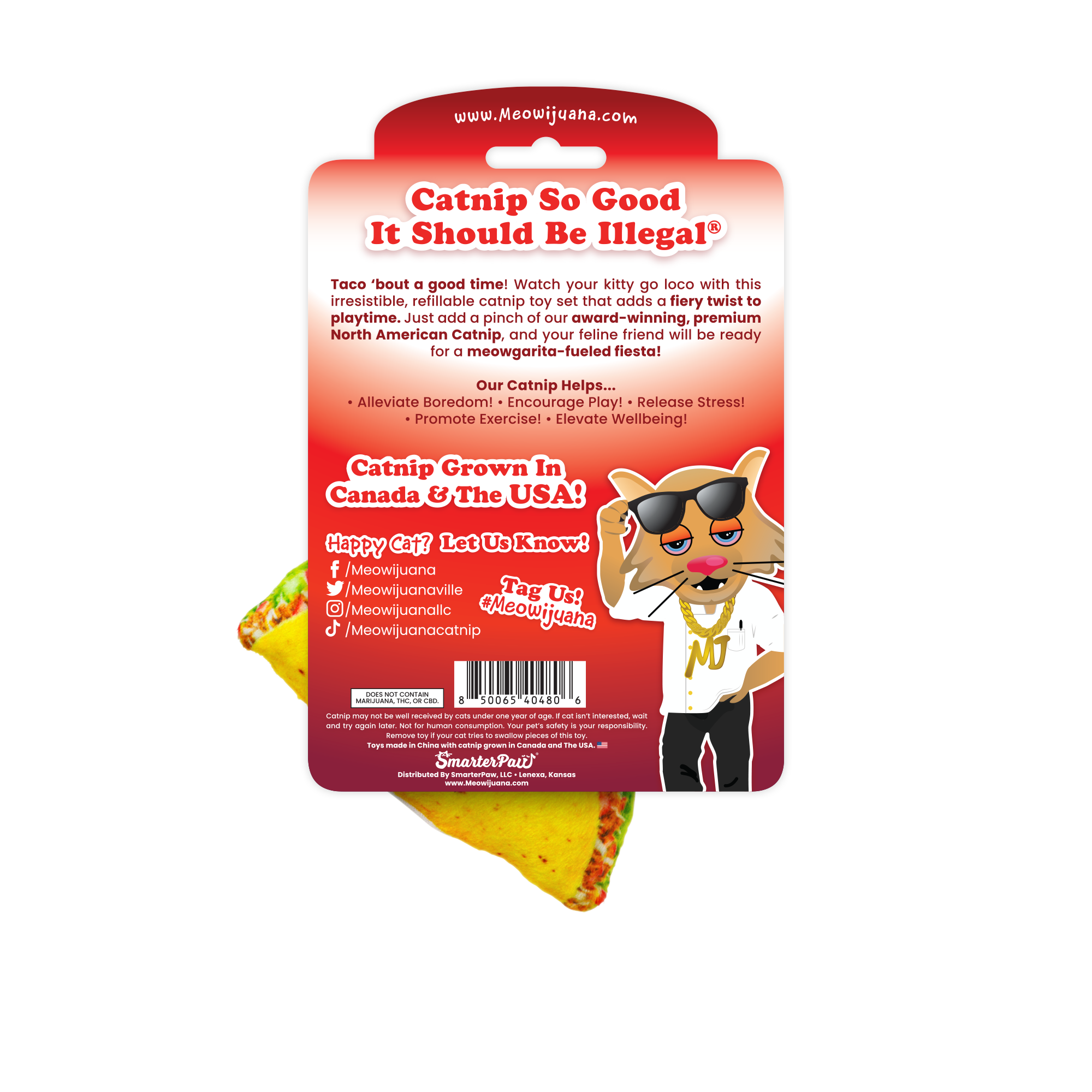 SmarterPaw | Meowijuana & Doggijuana - Wholesale Pet Toy - Cat - Meowijuana® Get Spicy Taco Margarita Catnip Toy 2-Pack3