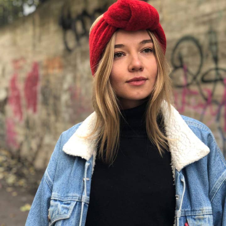 Woolberg – Großhandel Fashion-Stirnband – Damen – Turban-Stirnband aus rotem Wollmischgewebe2