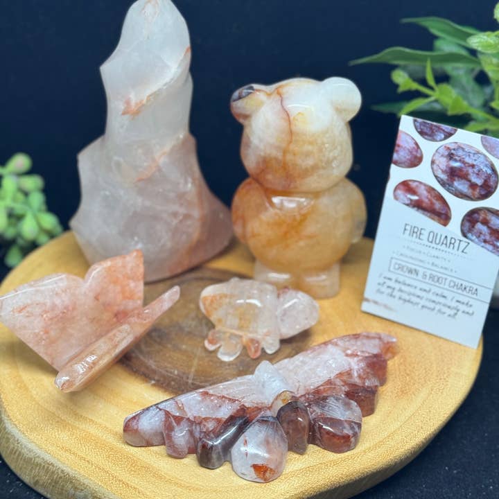 The 7 Directions - Wholesale Spiritual Stone/Crystal - 5 pc fire quartz flame bear butterfly spider F420