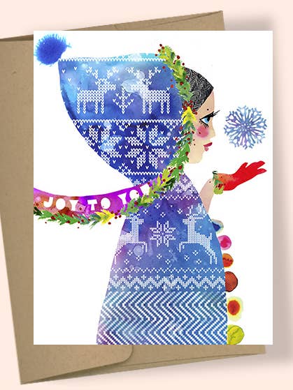 CHRISTMAS HOOD WATERCOLOR GREETING CARD for wholesale by Studio Masha D'yans
