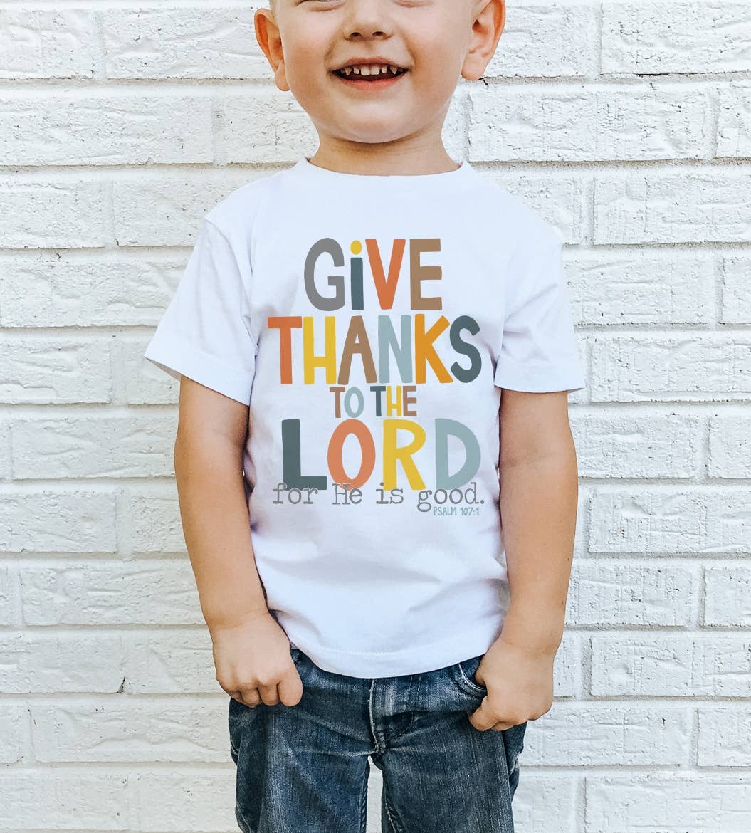Painted Skies - Wholesale Screen Printed T-Shirt - Kids - Give Thanks To The Lord Thanksgiving Fall Toddler Tee