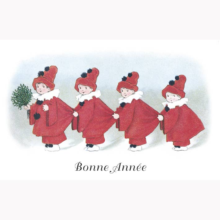 Red snowmen postcard for wholesale by LUDOM EDITION