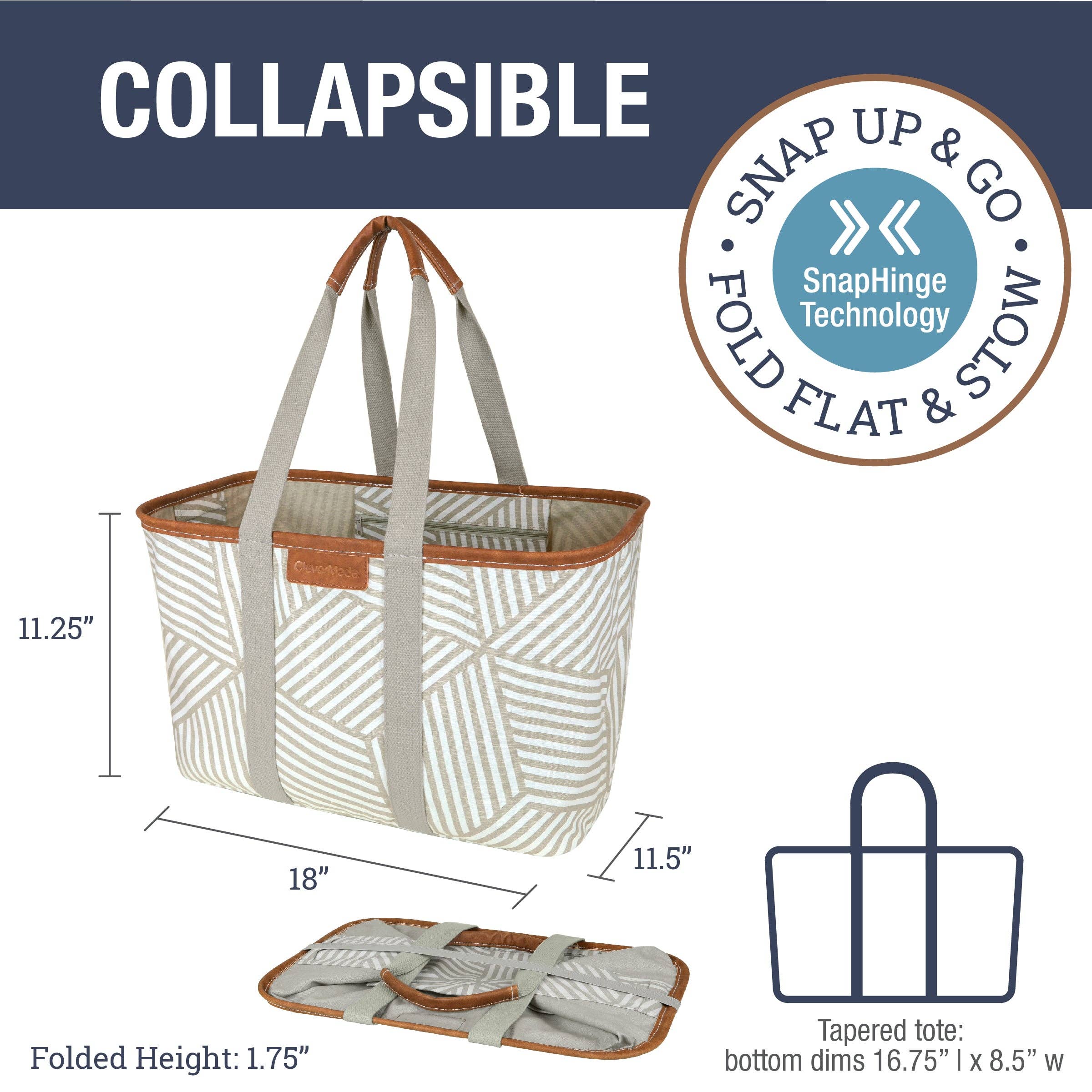 CleverMade - Wholesale Tote Bag - Women's - Collapsible LUXE Tote5