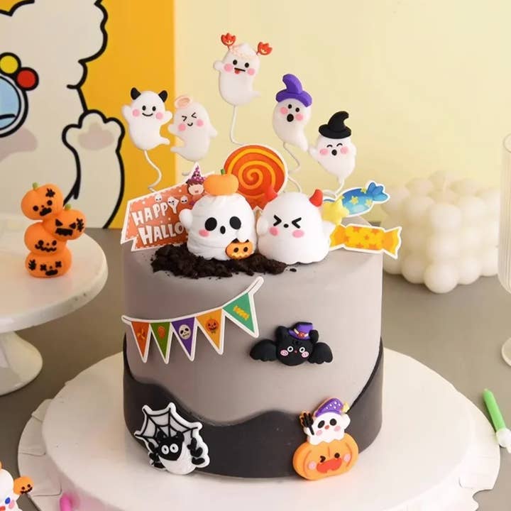 Halloween Cake Toppers –Ghost, Pumpkin, Castle Set, Assorted for wholesale by BuddhAayurveda