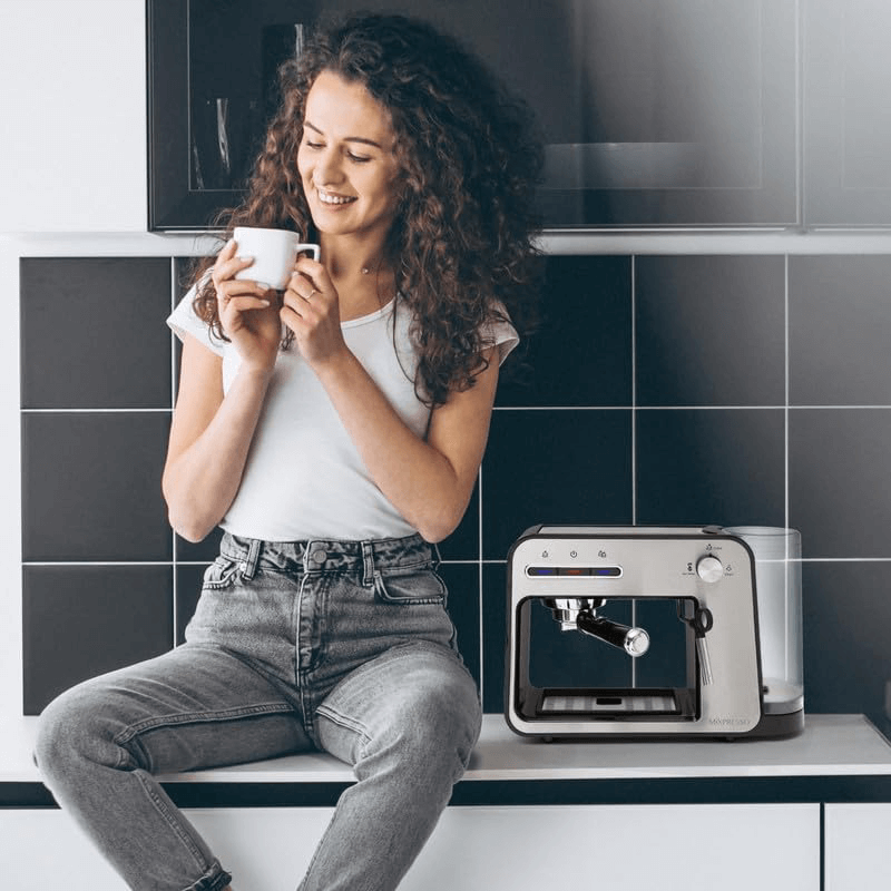 Mixpresso - Wholesale Espresso Maker - Mixpresso Professional Espresso Machine for Home 15 Bar with Milk Frother Steam Wand, Espresso Maker with Double-Cup Splitter, 1450w Fast Heating Cappuccino & Latte machine 37Oz Water Tank6