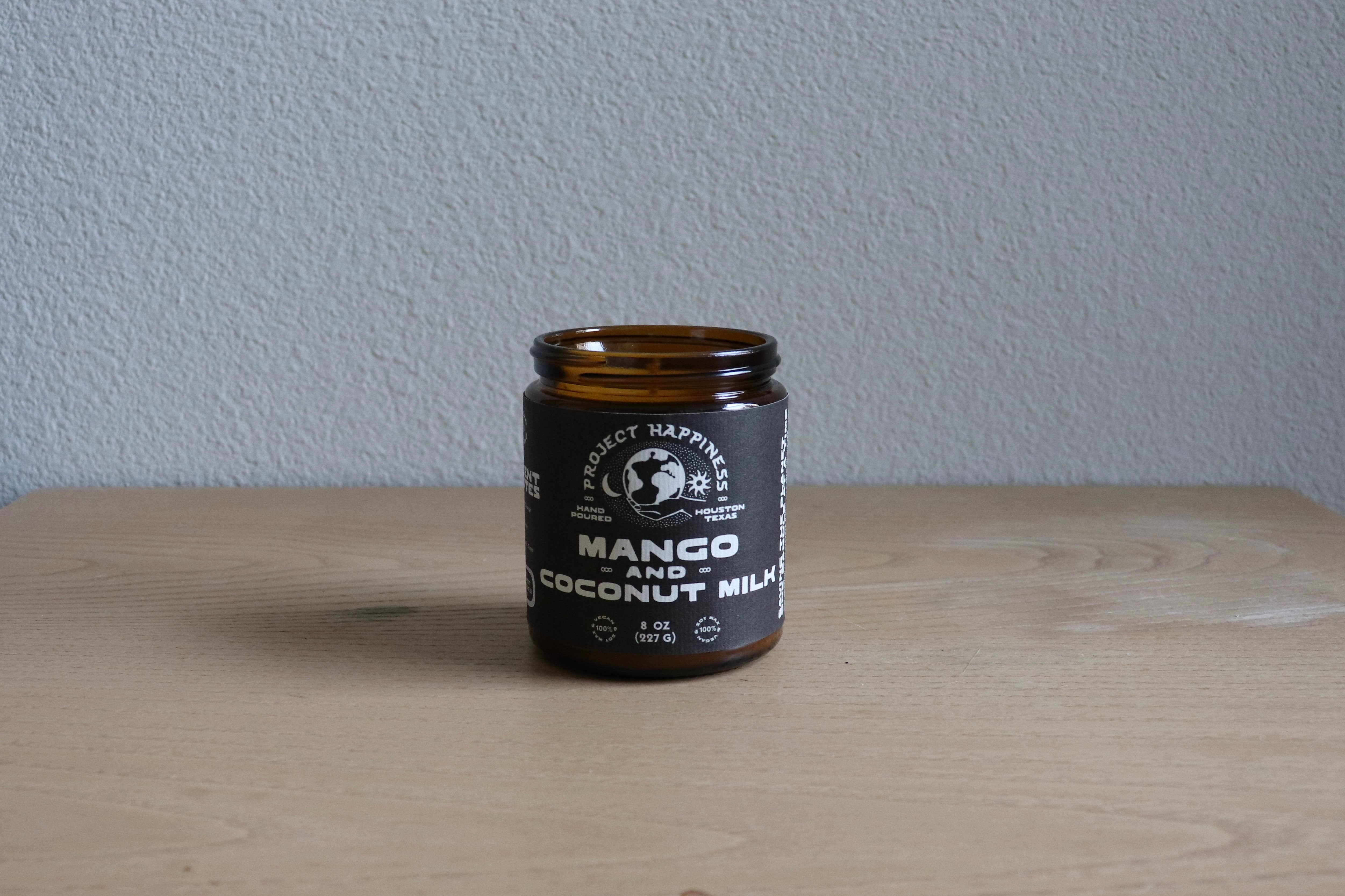 Project Happiness Candle Co. - Wholesale Jar/Filled Candle - Mango and Coconut Milk Soy Candle - 8oz | Summer Scent3