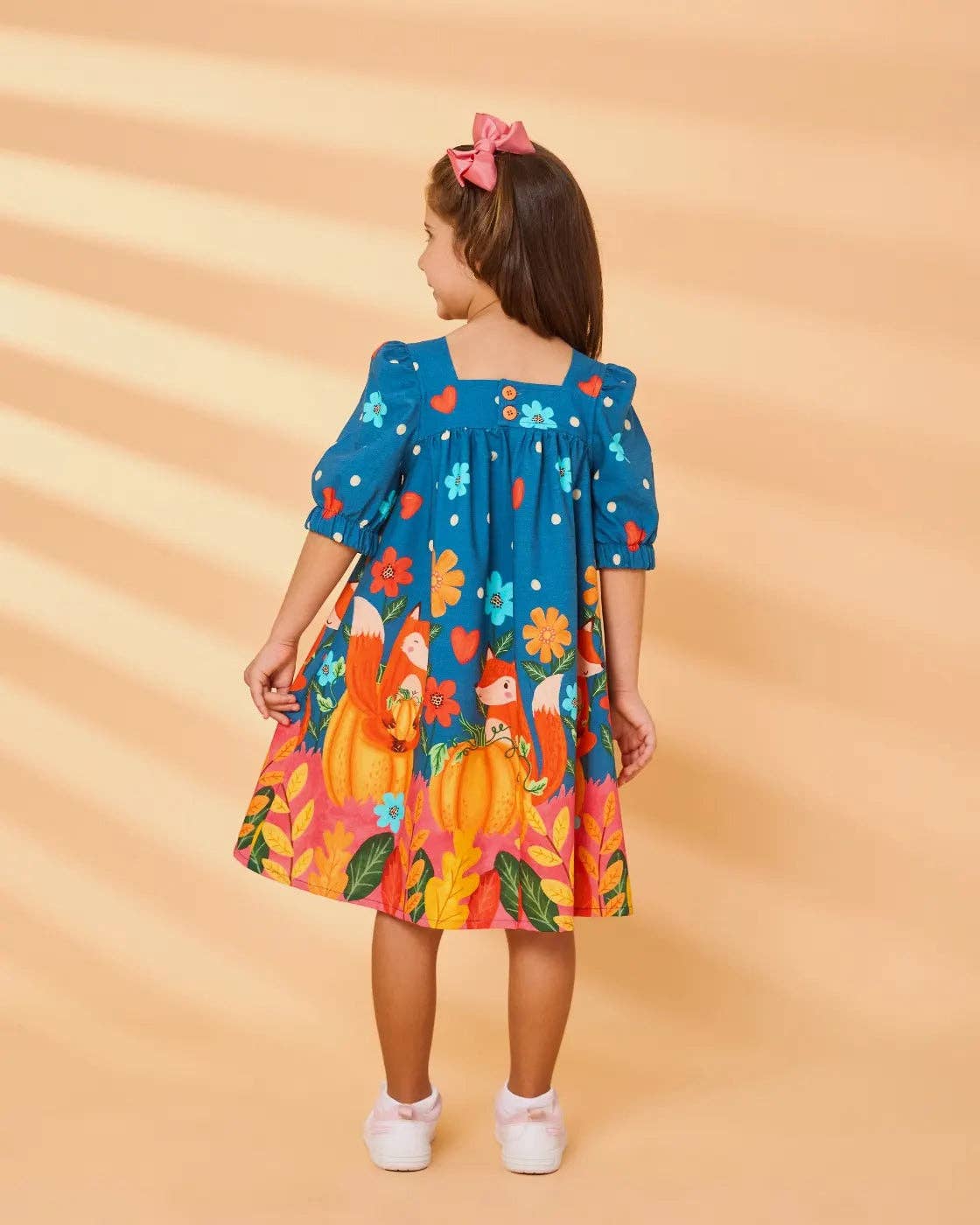 Mundo Coala - Wholesale Dress - Kids - Children's Dress with Blue Fox Print - Mundo Coala2