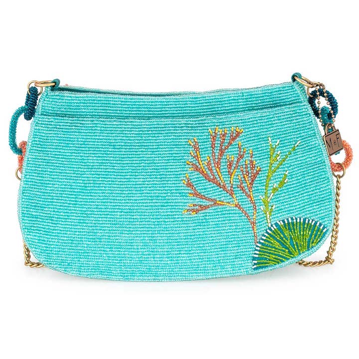 Mary Frances Accessories - Wholesale Crossbody Bag - Women's - Reef Rider Beaded Seahorse and Ocean Crossbody Handbag