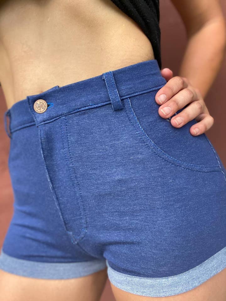 Denim Fit Scrunch Booty Shorts por atacado de Abs2B Fitness Apparel