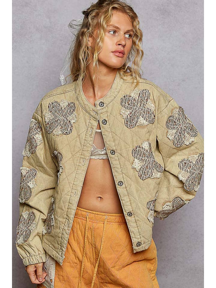 Pol Clothing - Wholesale Jacket - Women's - Mock neck balloon sleeve oversized fit quilted Jacket9