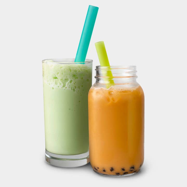 GoSili - Wholesale Drinking Straw - GoSili® 8.5" Wide Silicone Boba/Milkshake Straws, Eco-Friendly Reusable Soft Silicone Drinking Straws, 3pk5