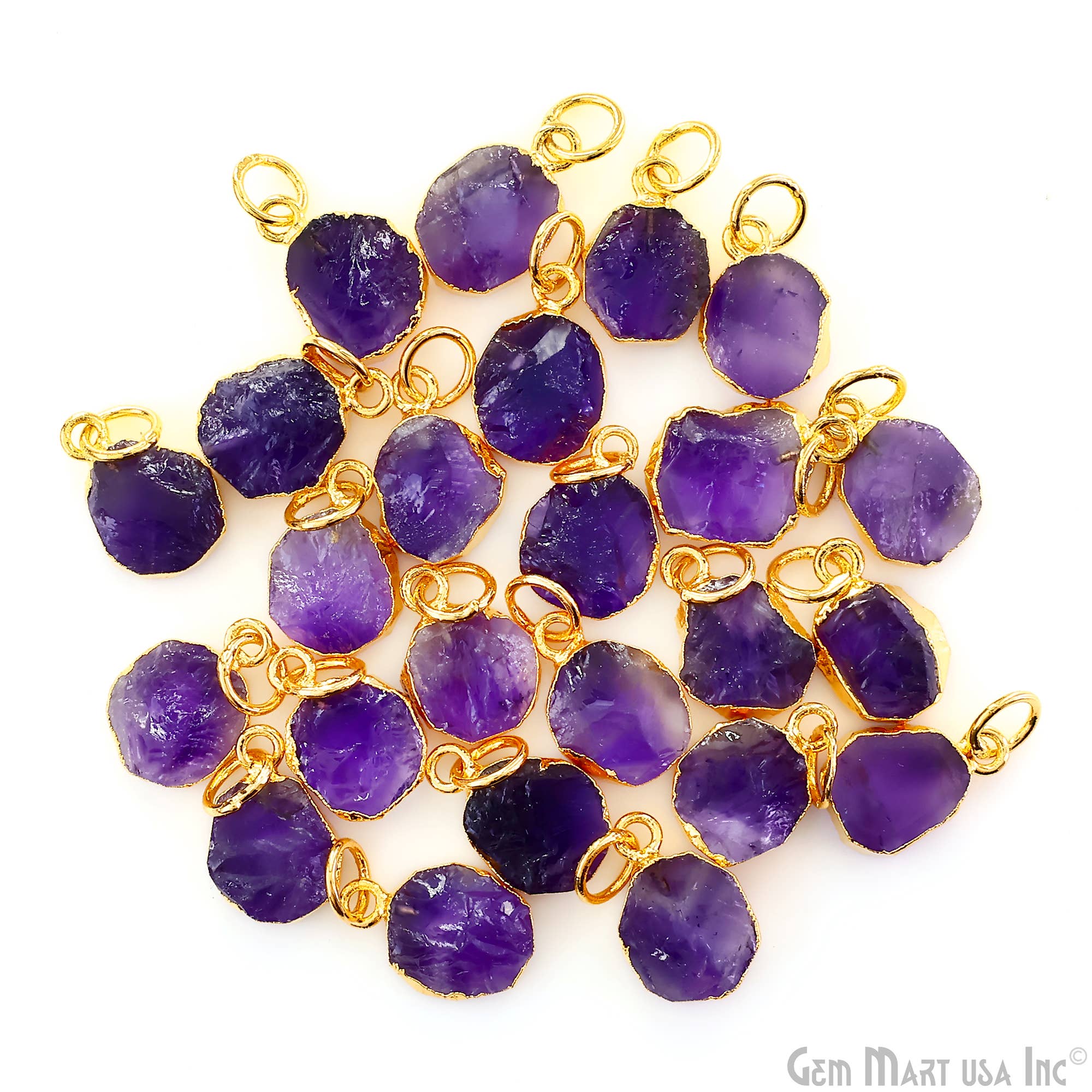 GemMartUSA - Wholesale Pendant/Charm Necklace - Rough Gemstone 16x10mm Gold Electroplated Single Bail Charm0