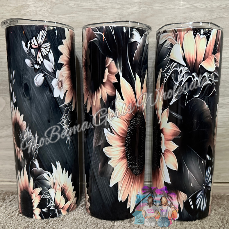 FloBama Girls Wholesale - Vente Gourde/bouteille isotherme - Gobelet en forme de tournesol en noir et blanc1