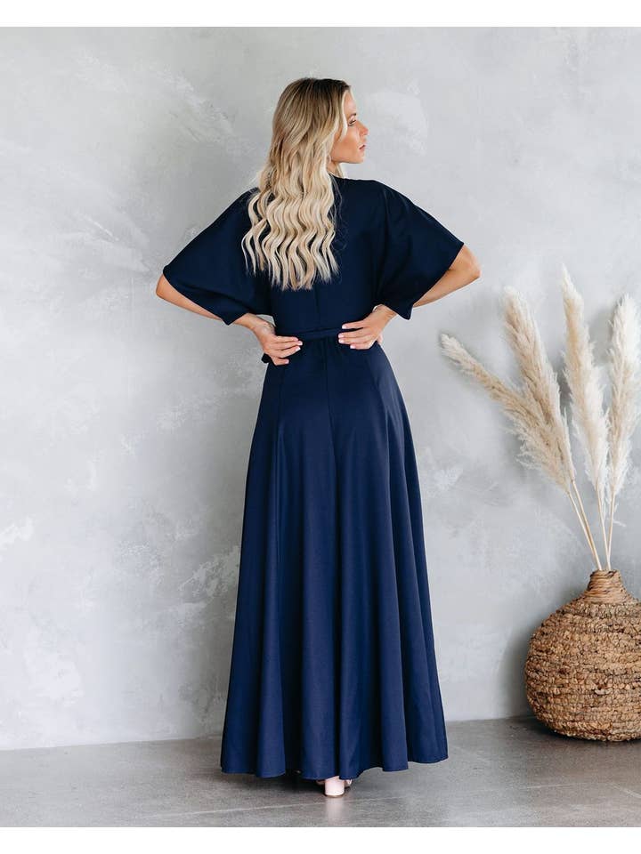 Peony Alley - Vendita all'ingrosso Vestito - Donna - Abito Blu Navy da Donna La Mere Wrap7