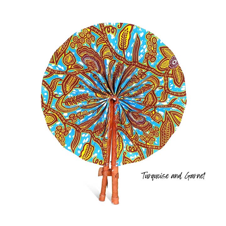 Ti-a Woven Goods - Wholesale Handheld Folding Fan - African Fabric Fan33