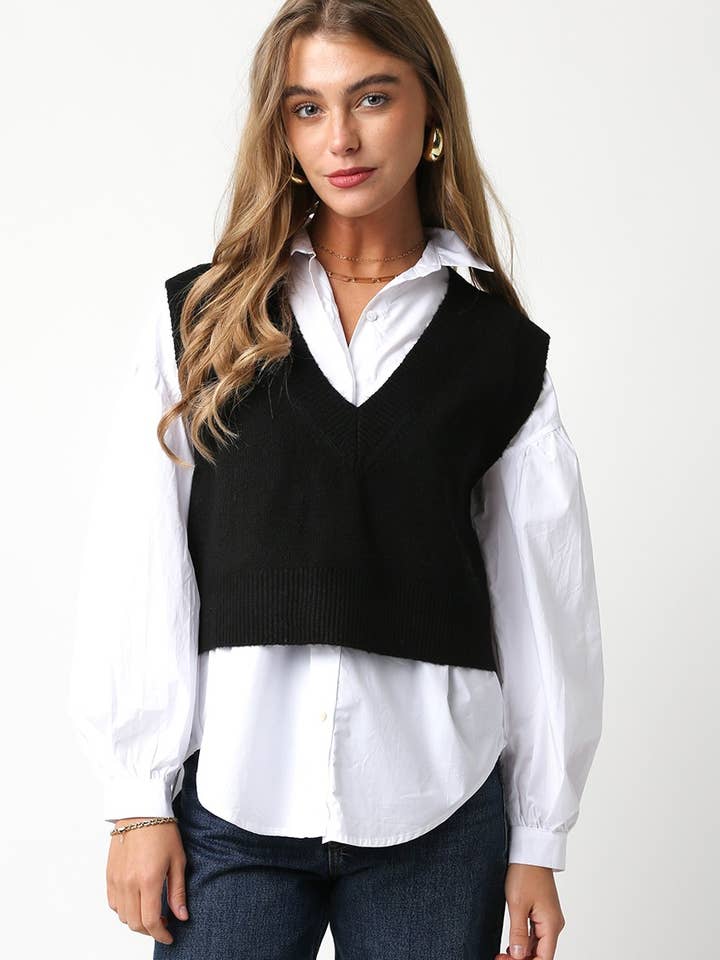 Teagan Sweater Cropped Vest for wholesale by Olivaceous