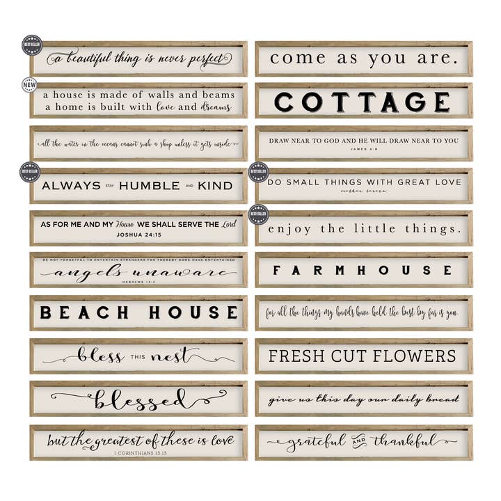 41x7 Thin Oak Framed Canvas Sign for wholesale by Brayden and Brooks