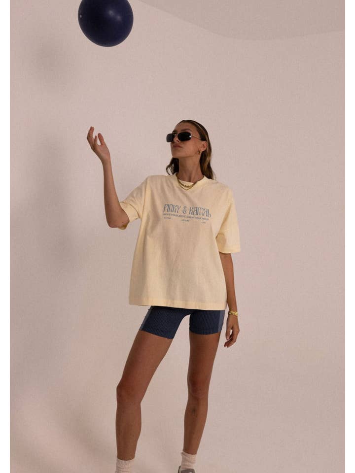 Pinky & Kamal - Wholesale Screen Printed T-Shirt - Women's - Pinky & Kamal Logo T-Shirt - Cream