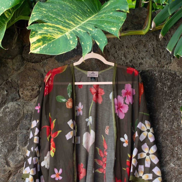 Kimono Top - TropiCool - Moss Green for wholesale by Lola Pilar Hawaii
