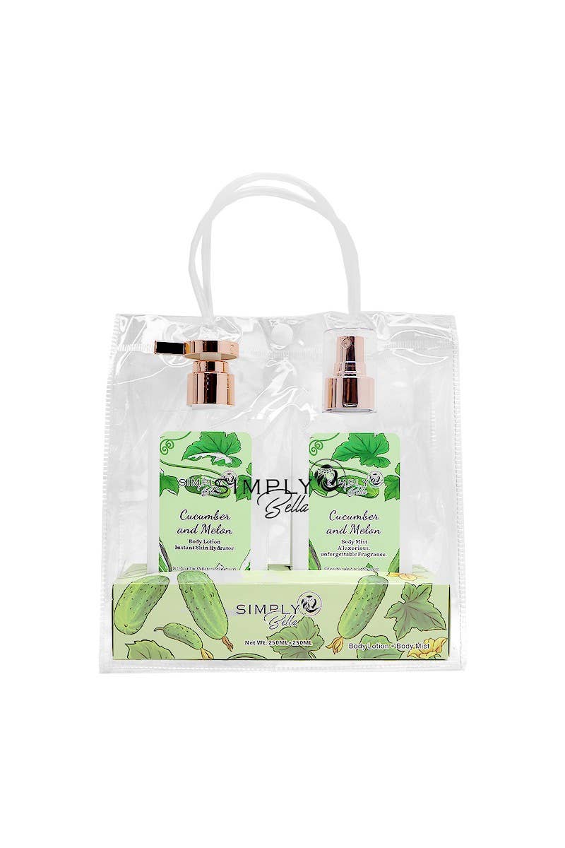 PINEAPPLE Beauty – Conjunto de banho e corpo por atacado – Conjunto de Loção Corporal e Névoa Corporal Simply Bella SLBM009 Pepino -41