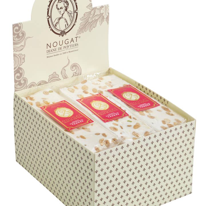 Nougat Diane De Poytiers - Vente Nougat - Nougat de Montélimar tendre Barre 100 g en présentoir