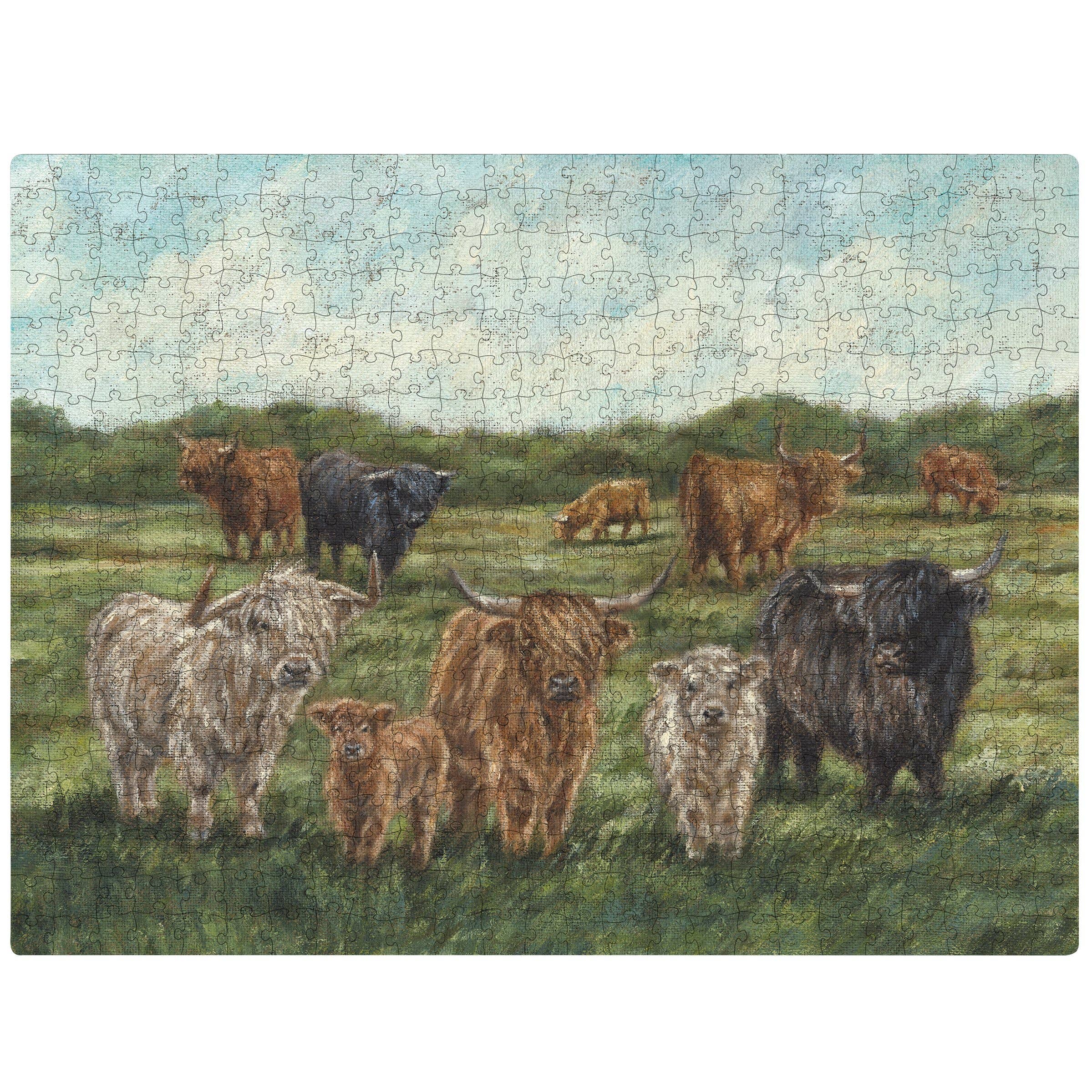Primitives by Kathy - Wholesale Puzzle - Adult - Highland Cows Puzzle1