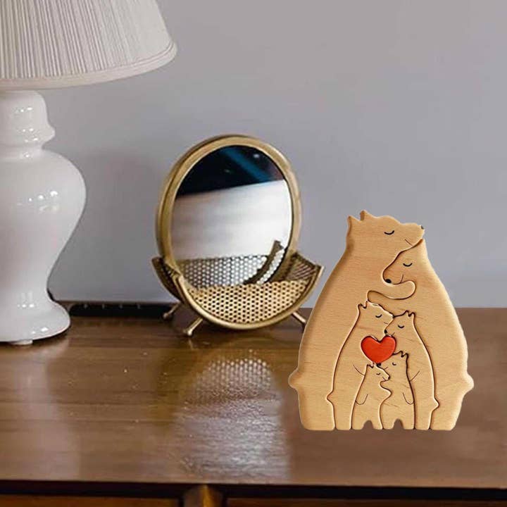Candles Meta - Wholesale Decorative Tabletop Object - Warm Family Mother's Day Wooden Hug Bear Desk Accessory
