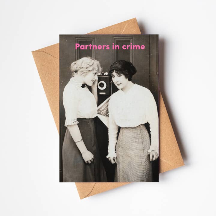Partners in Crime Greeting Card for wholesale by Cassia Beck