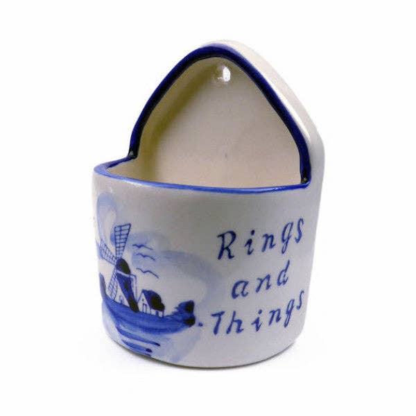 European Heritage Gifts - Wholesale Jewelry Box/Organizer - Blue and White Ring Box "Rings & Things"