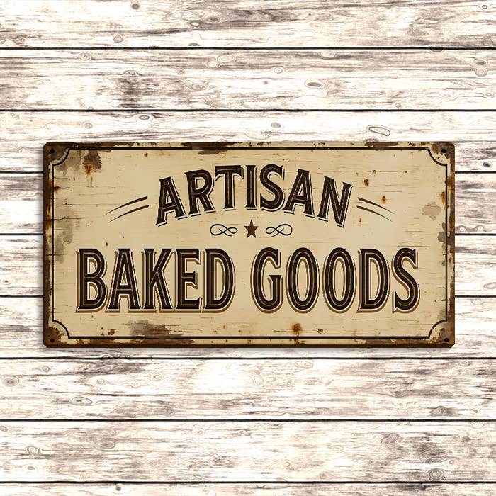 The British Metal Signs Company – wholesale Wall sign – Artisan Baked Goods Metal Sign – Vintage Bakery Kitchen1