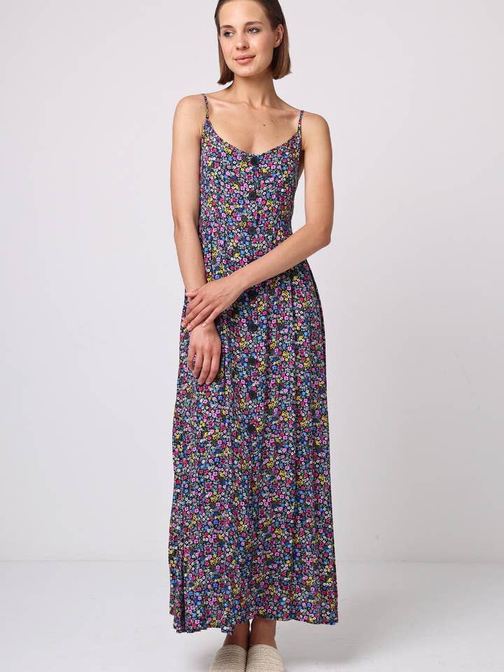 ANGELEYE – wholesale Dress – Women's – Cami Shirred Back Button Detail Maxi Dress