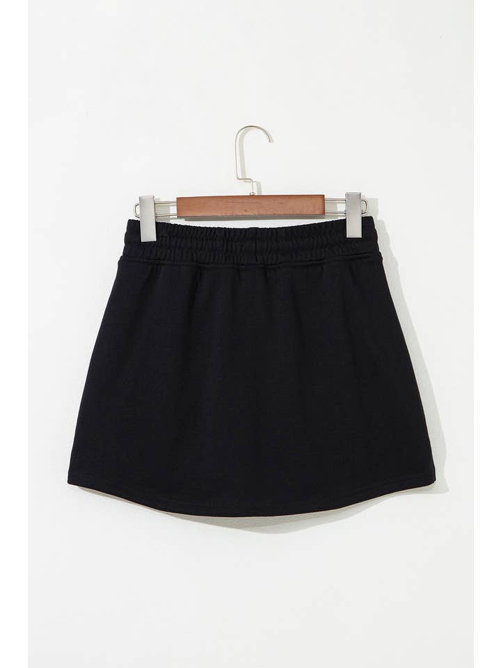 1 the Woman - Wholesale Skirt - Women's - French Terry Drawstring Mini Skort with Pockets9